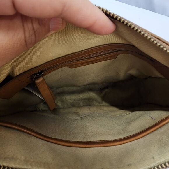 Lucky Brand Small Crossbody Brown Leather Handbag Aged Distressed - Picture 7 of 10